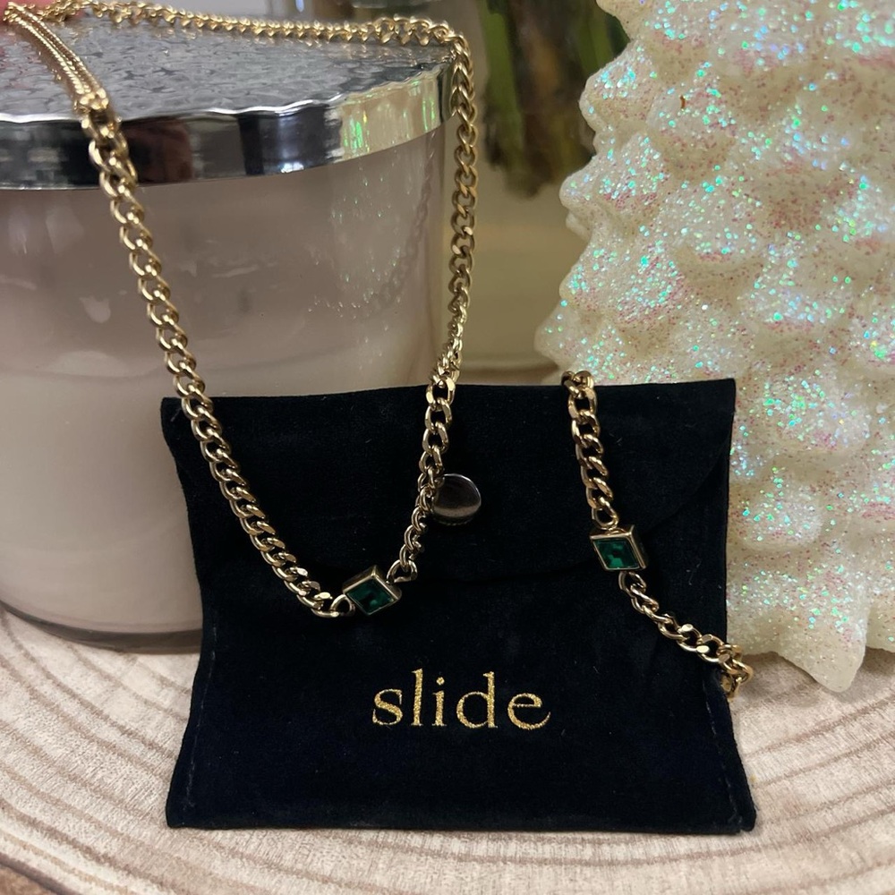 Never worn bracelet & necklace set - Gold & Emerald Green